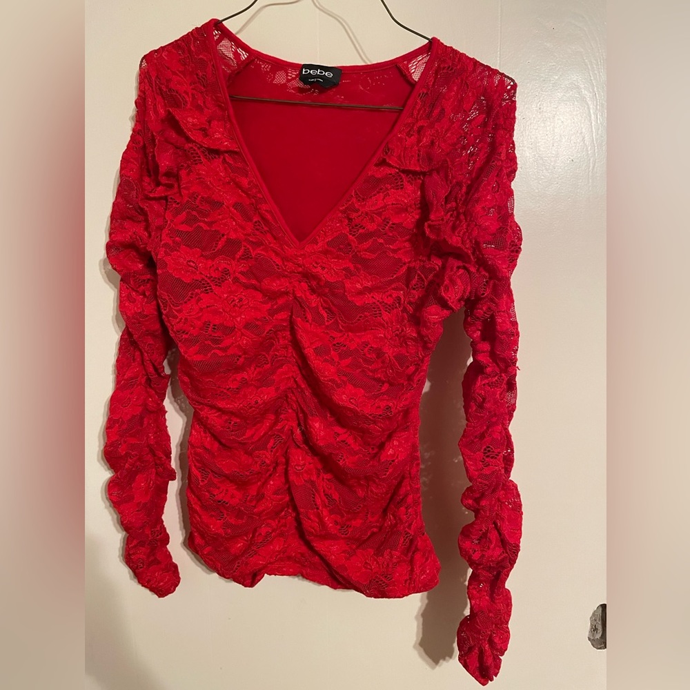 Red beautiful BEBE top stretch size M